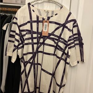 Hermes White and Purple Graphic Tee